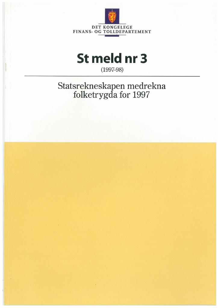 Forsiden av dokumentet St.meld. nr. 3 (1997-98)