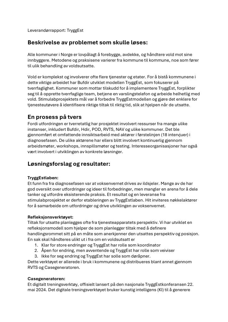 Forsiden av dokumentet Stimulab: Tiltaksoppfølging for voldsutsatte sårbare voksne