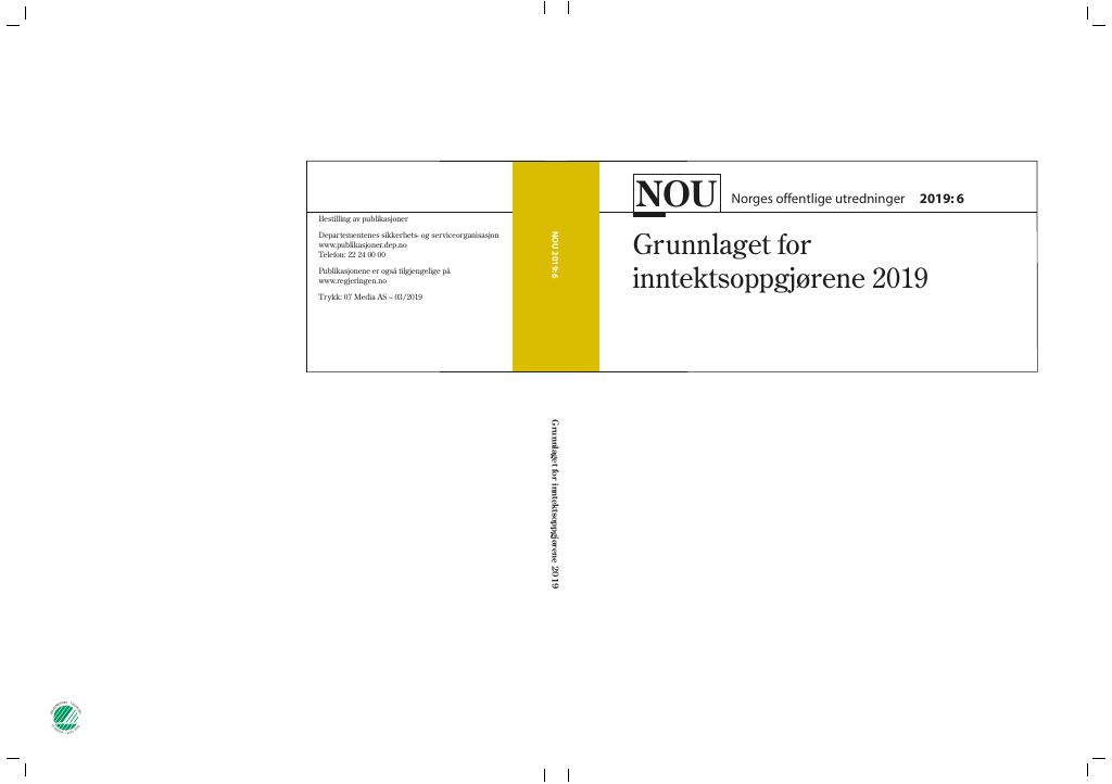 Forsiden av dokumentet NOU 2019: 6 - Grunnlaget for inntektsoppgjørene 2019
