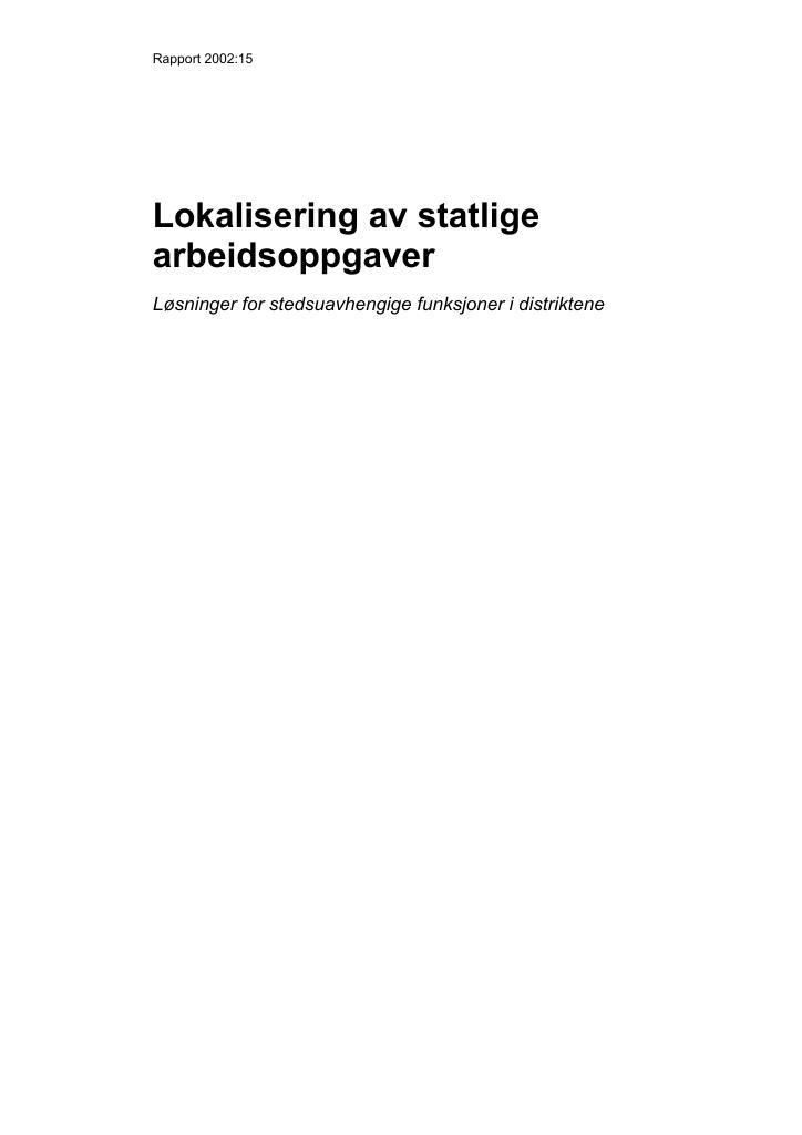 Forsiden av dokumentet Lokalisering av statlige arbeidsplasser