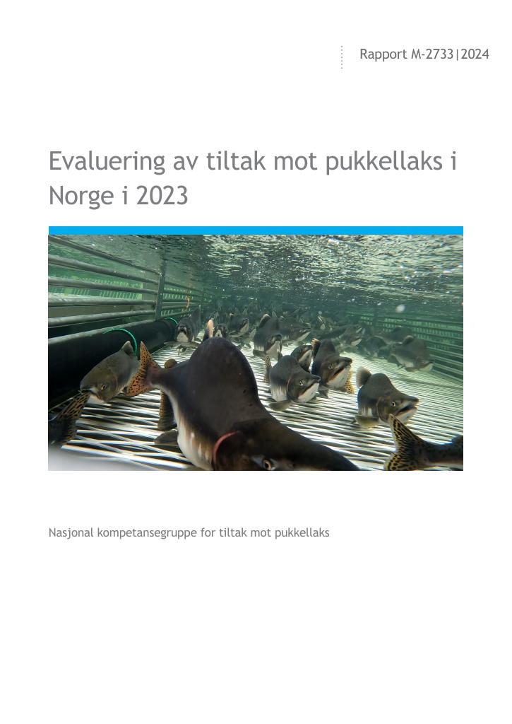 Forsiden av dokumentet Evaluering av tiltak mot pukkellaks i Norge i 2023 : M-2733