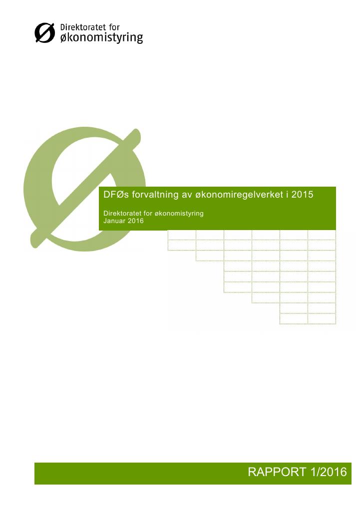 Forsiden av dokumentet DFØs forvaltning av økonomiregelverket i 2015