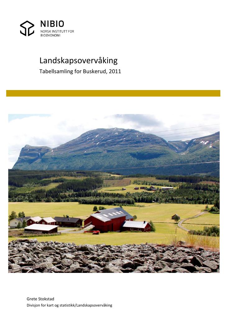 Forsiden av dokumentet Landskapsovervåking. Tabellsamling for Buskerud, 2011