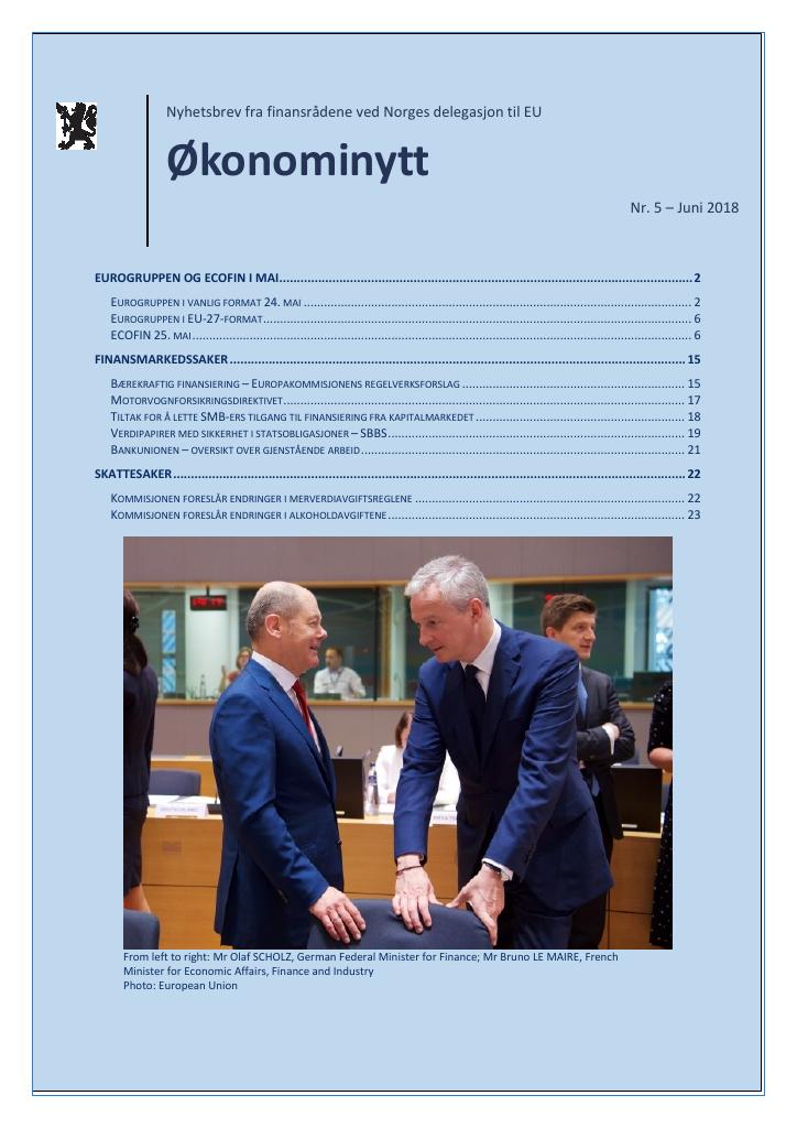 Forsiden av dokumentet Økonominytt 5/2018