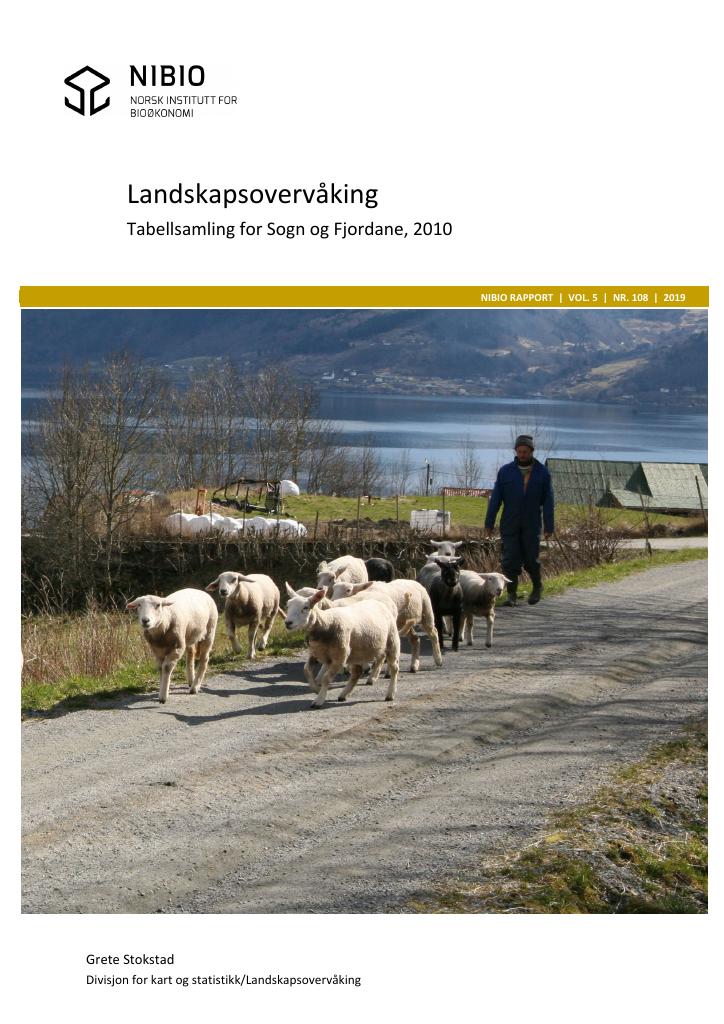 Forsiden av dokumentet Landskapsovervåking. Tabellsamling for Sogn og Fjordane, 2010.