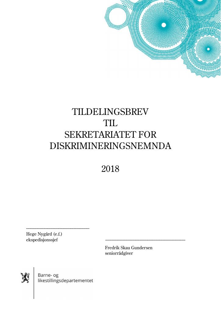 Forsiden av dokumentet Tildelingsbrev (.pdf)