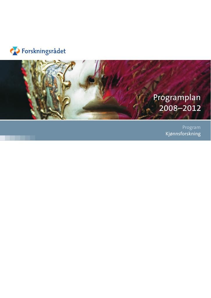 Forsiden av dokumentet Programplan - Kjønnsforskning 2008-2012