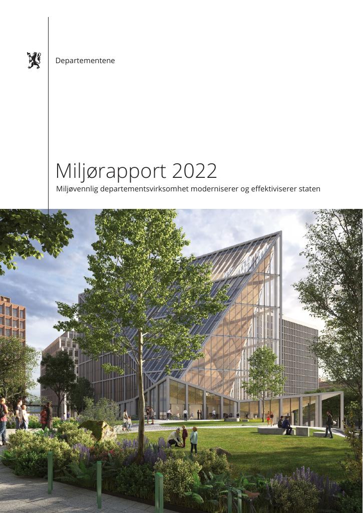 Forsiden av dokumentet Departementsfellesskapets miljørapport for 2022