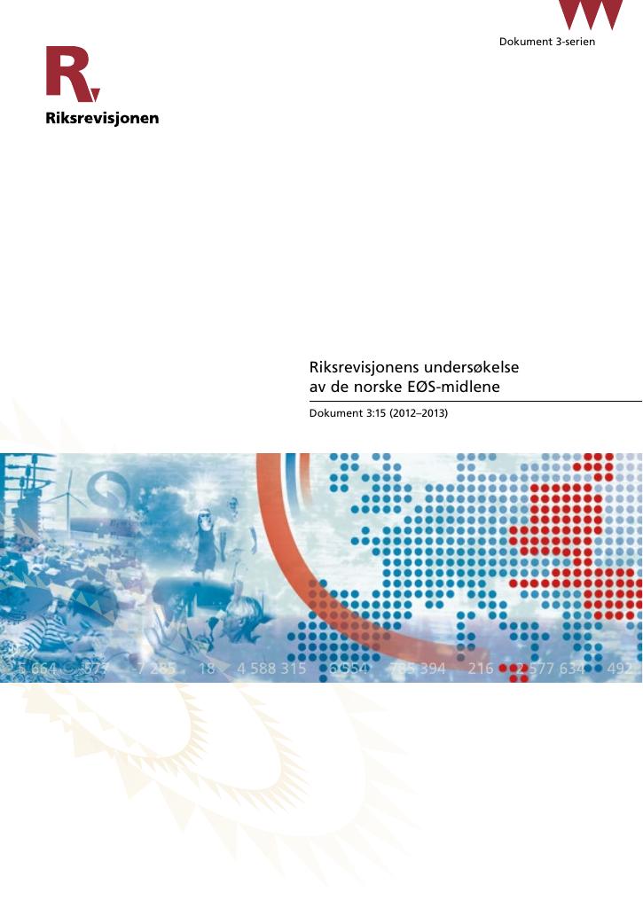 Forsiden av dokumentet Riksrevisjonens undersøkelse av de norske EØS-midlene